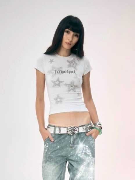 【DND4DES】Starry Emerald Rhinestone T-Shirt