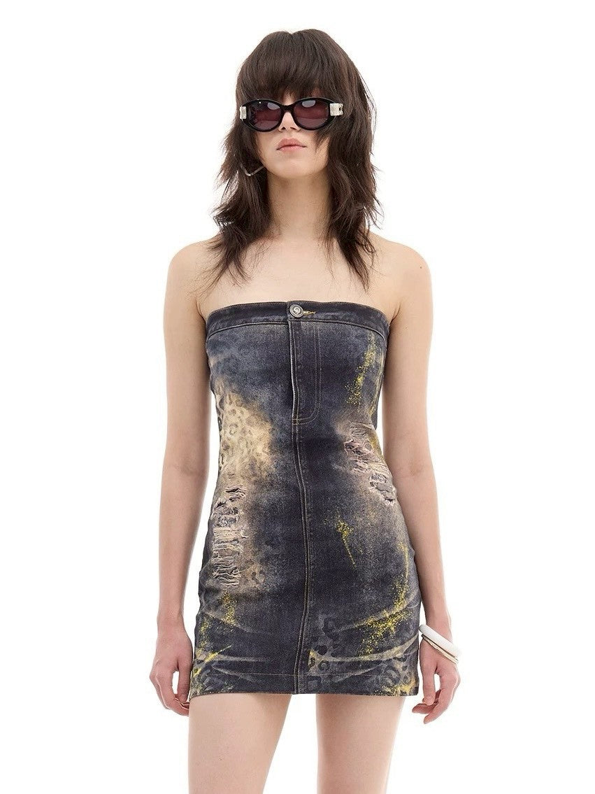 【DND4DES】Leopard Print Gold Foil Dress