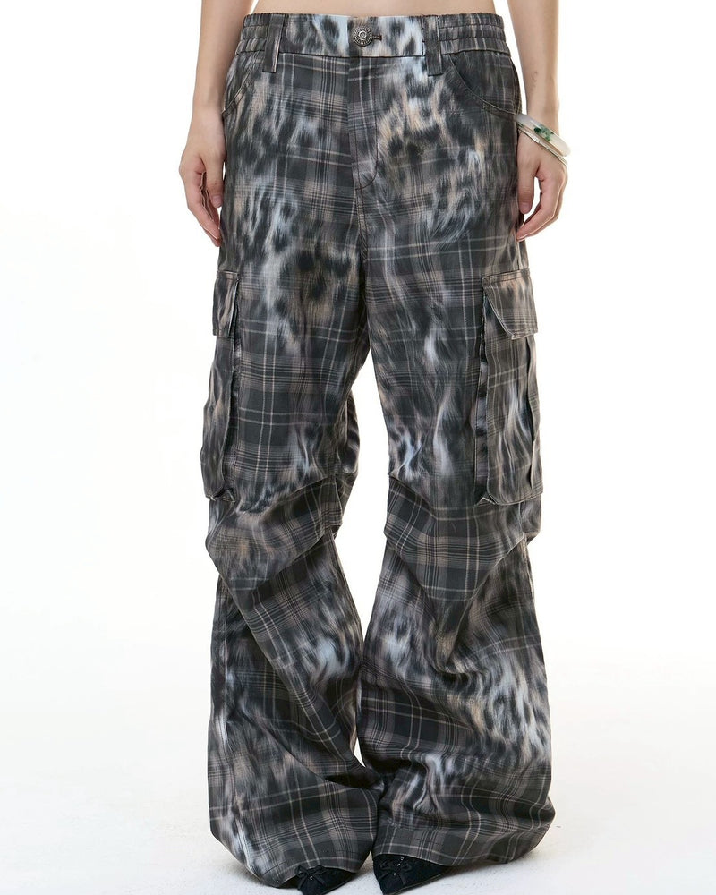 【DND4DES】Leopard Print Plaid Cargo Pants