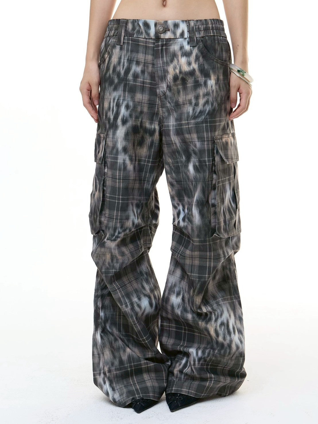 【DND4DES】Leopard Print Plaid Cargo Pants