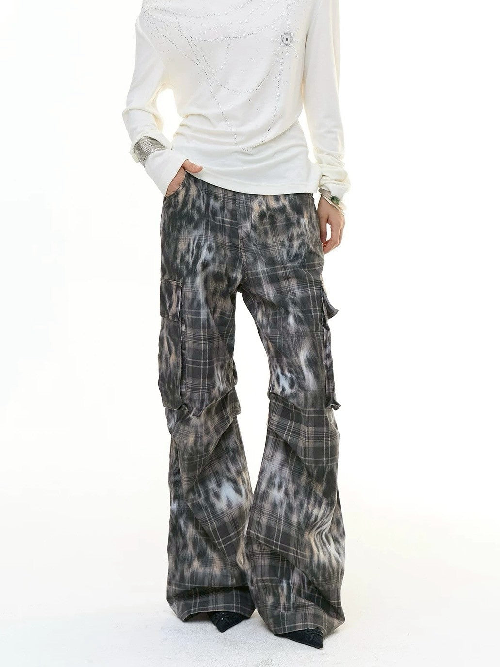 【DND4DES】Leopard Print Plaid Cargo Pants