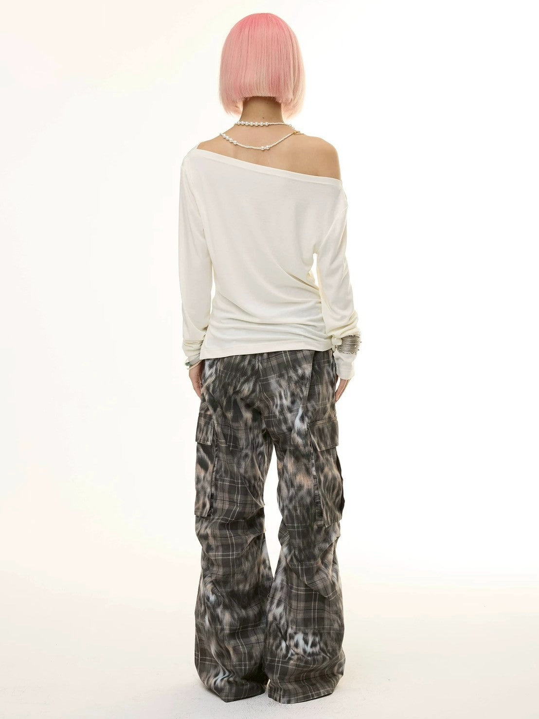 【DND4DES】Leopard Print Plaid Cargo Pants