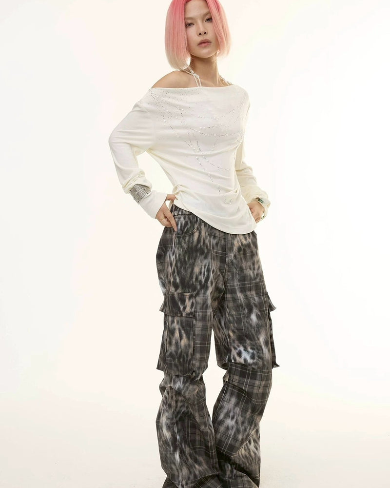 【DND4DES】Leopard Print Plaid Cargo Pants