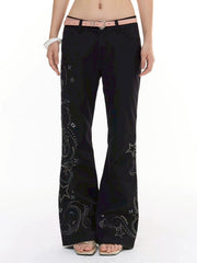 【DND4DES】Star-Embroidered Rhinestone Embroidered Trousers