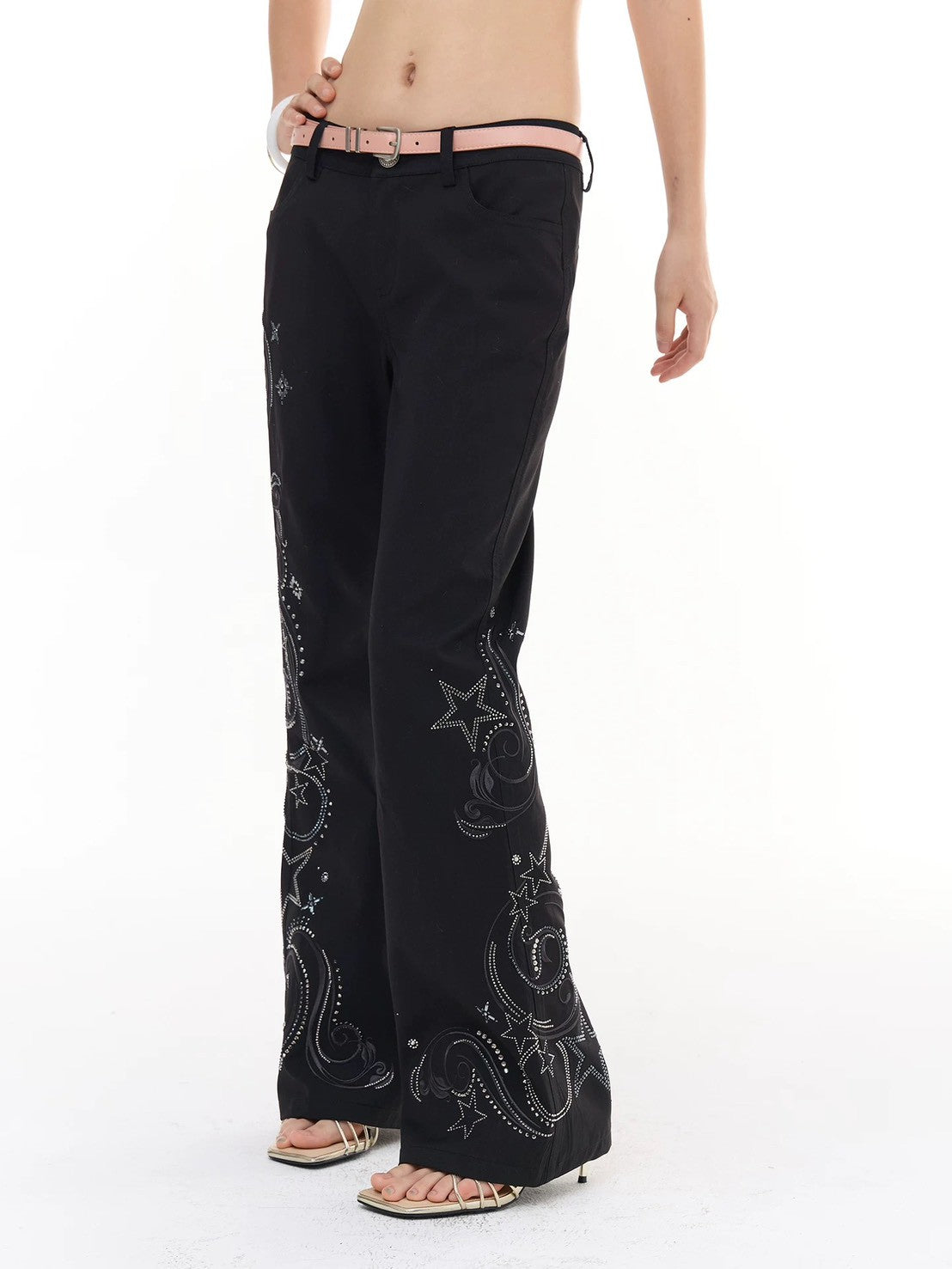 【DND4DES】Star-Embroidered Rhinestone Embroidered Trousers