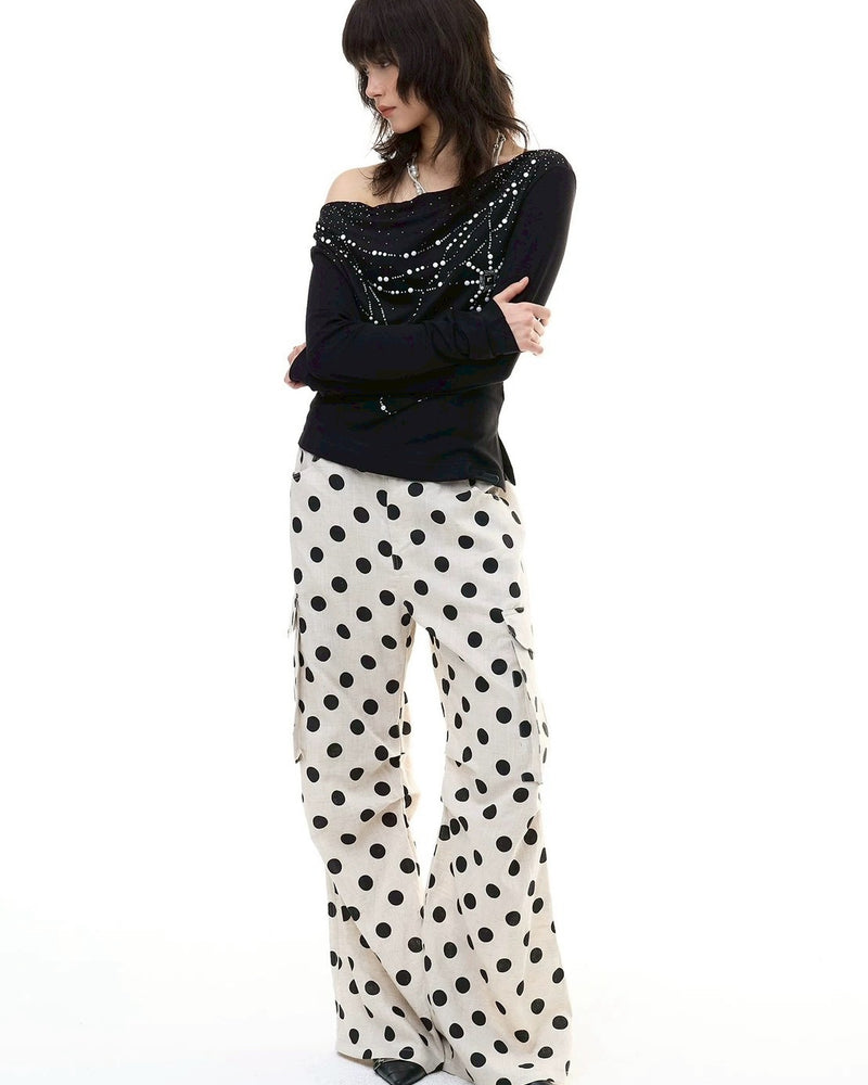 【DND4DES】Tencel Linen Polka Dot Cargo Pants