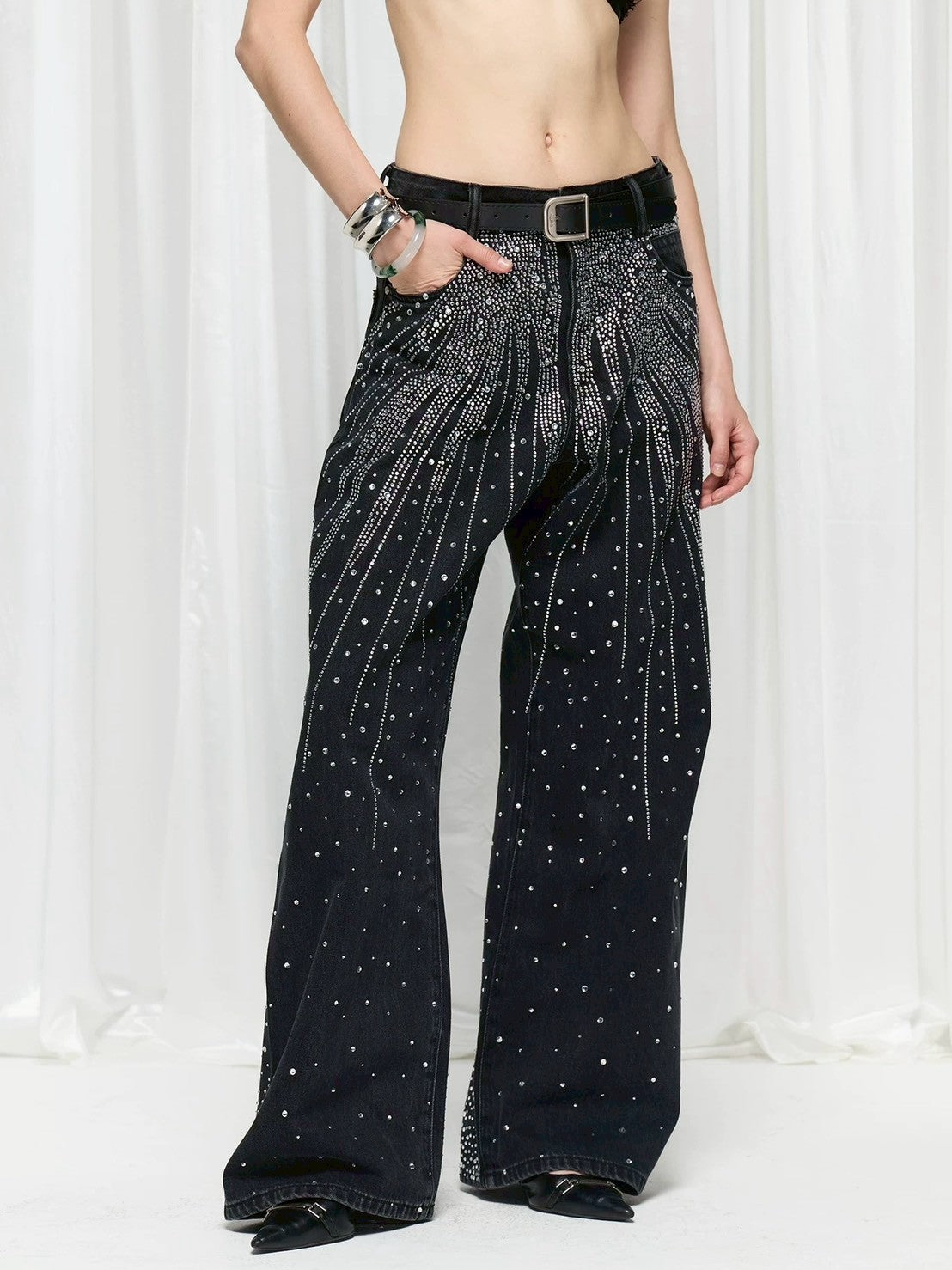 【DND4DES】Diamond-Splattered Wide-Leg Pants