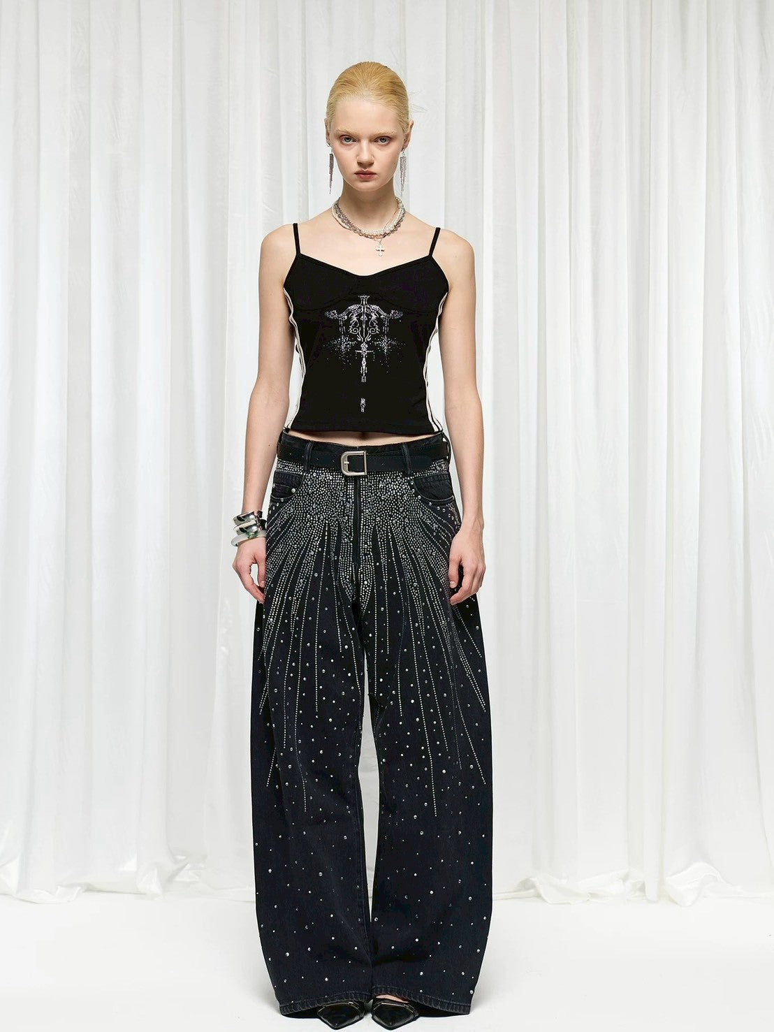【DND4DES】Diamond-Splattered Wide-Leg Pants