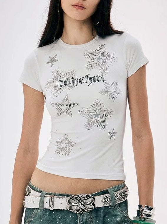 【DND4DES】Starry Emerald Rhinestone T-Shirt