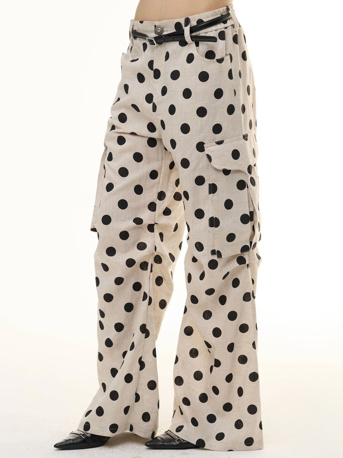 【DND4DES】Tencel Linen Polka Dot Cargo Pants