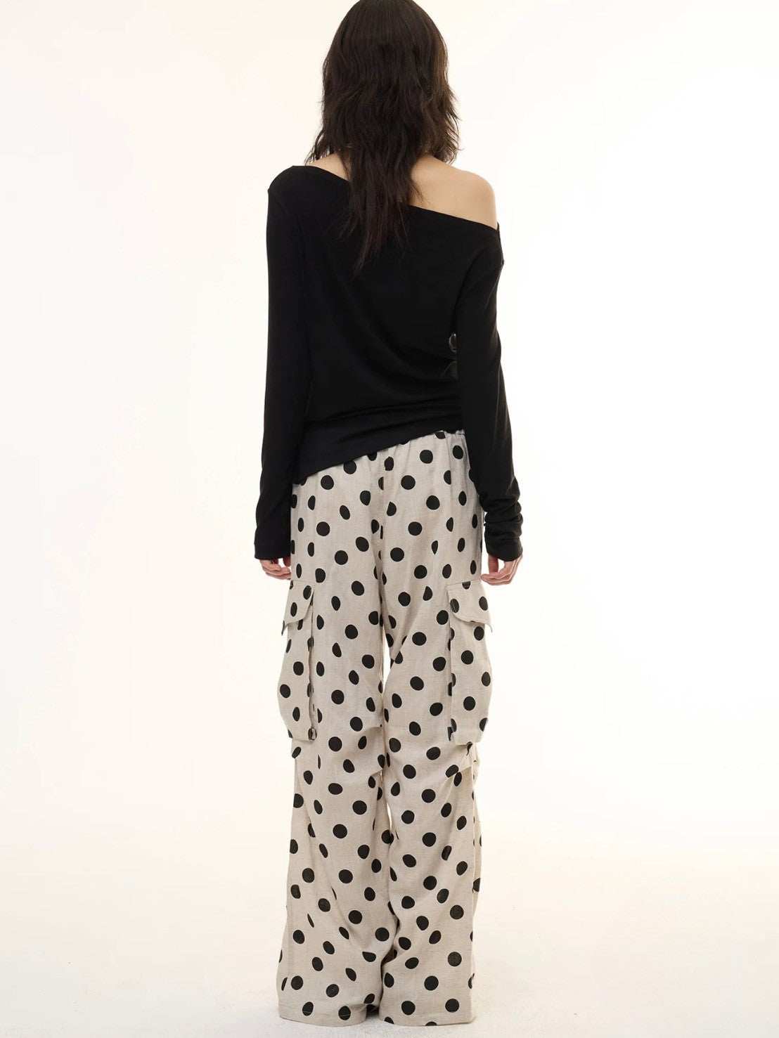 【DND4DES】Tencel Linen Polka Dot Cargo Pants