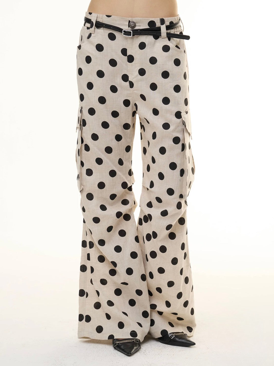 【DND4DES】Tencel Linen Polka Dot Cargo Pants