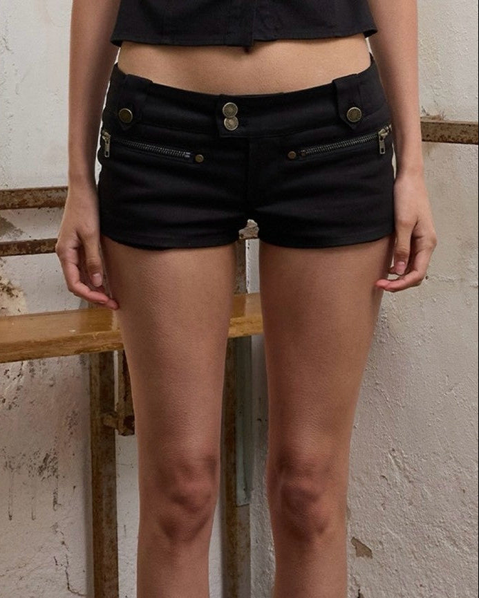 【EYEER】Low Rise Zip Pocket Short Pants