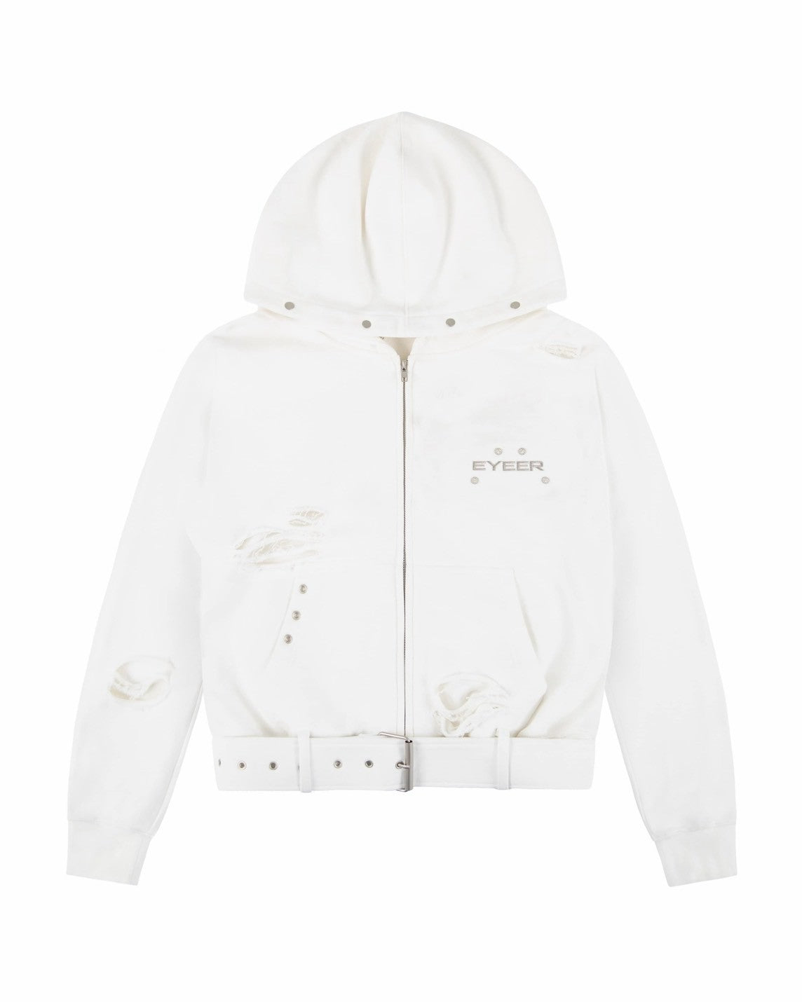 【EYEER】Belted Fur Hoodie Zip-up