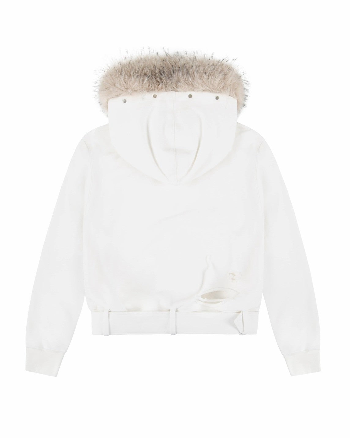 【EYEER】Belted Fur Hoodie Zip-up