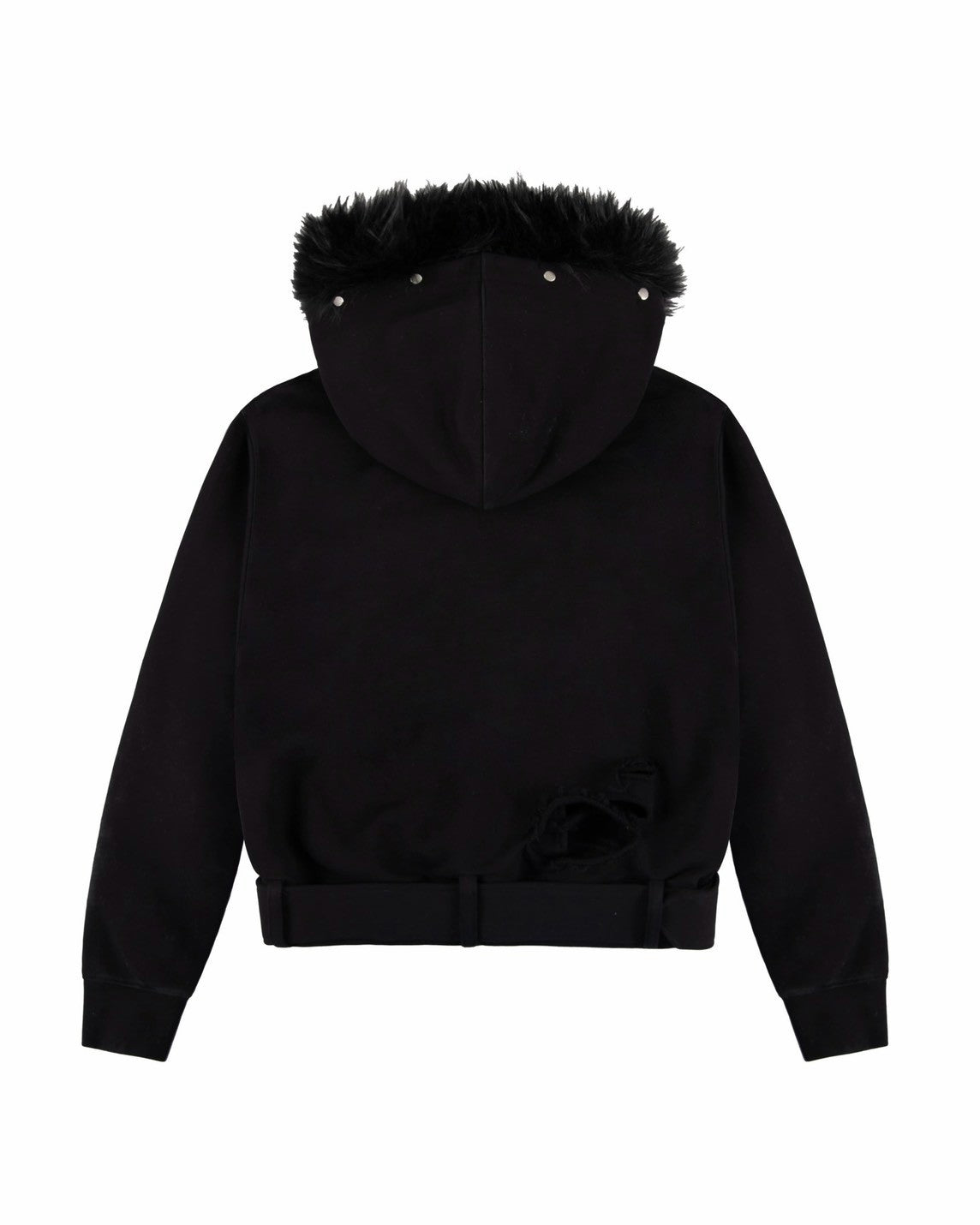 【EYEER】Belted Fur Hoodie Zip-up