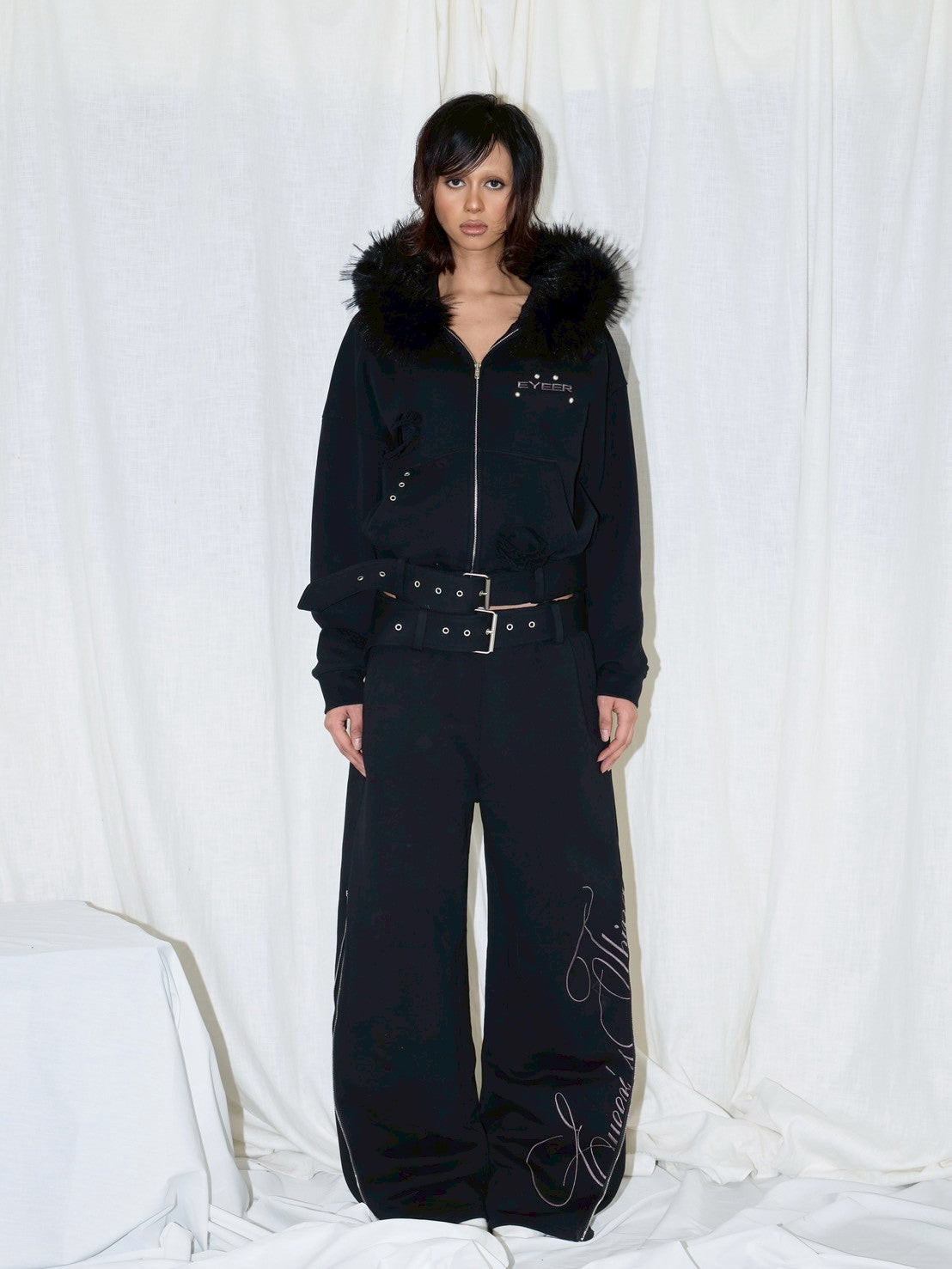 【EYEER】Belted Zip-up Sweatpants