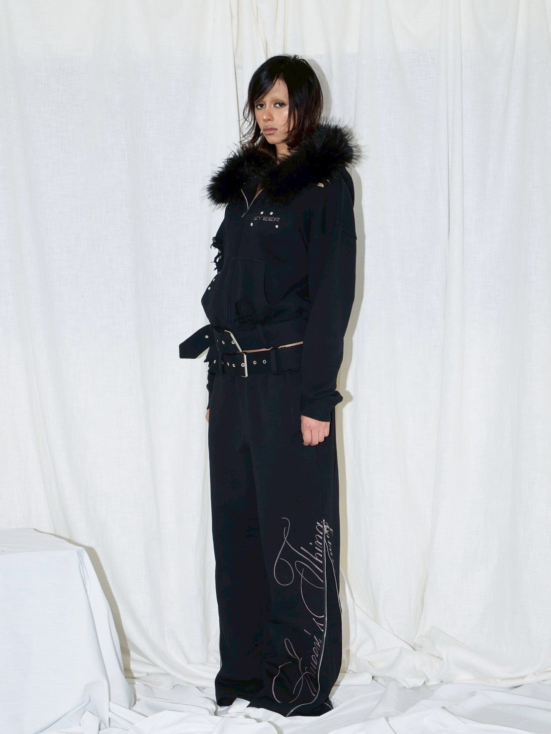 【EYEER】Belted Zip-up Sweatpants