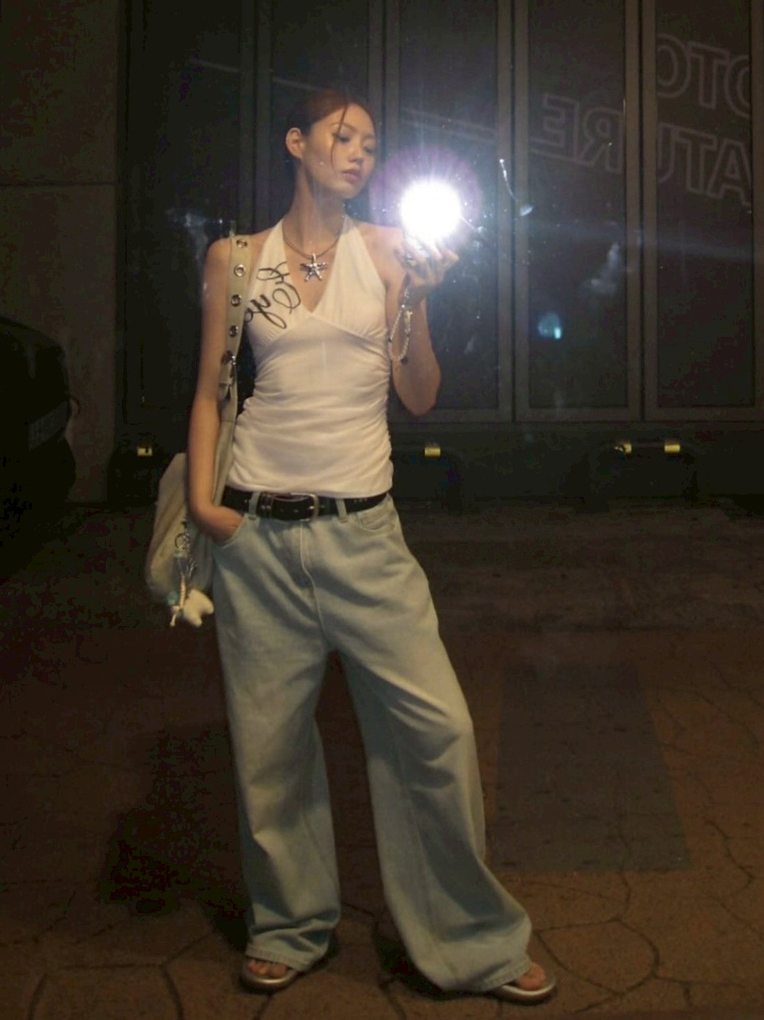 【EYEER】Script Logo Halter-Neck Top
