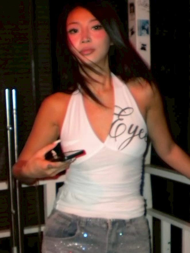 【EYEER】Script Logo Halter-Neck Top