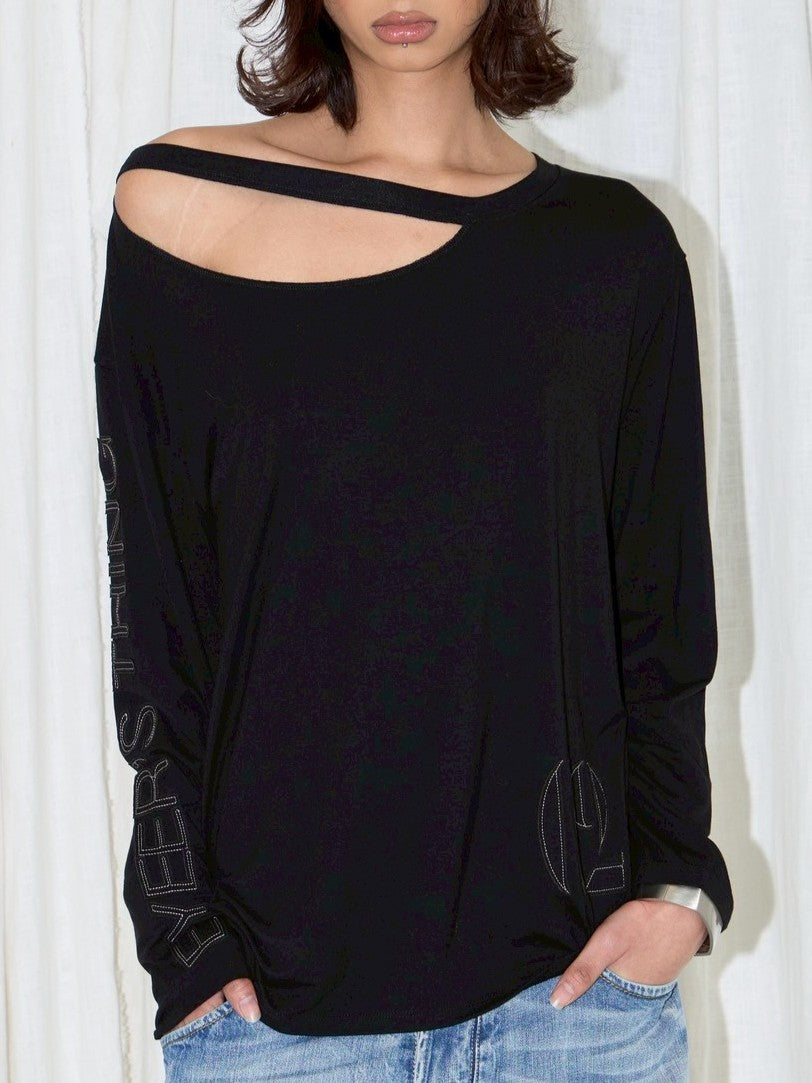 【EYEER】02 Logo One Shoulder Long Sleeve
