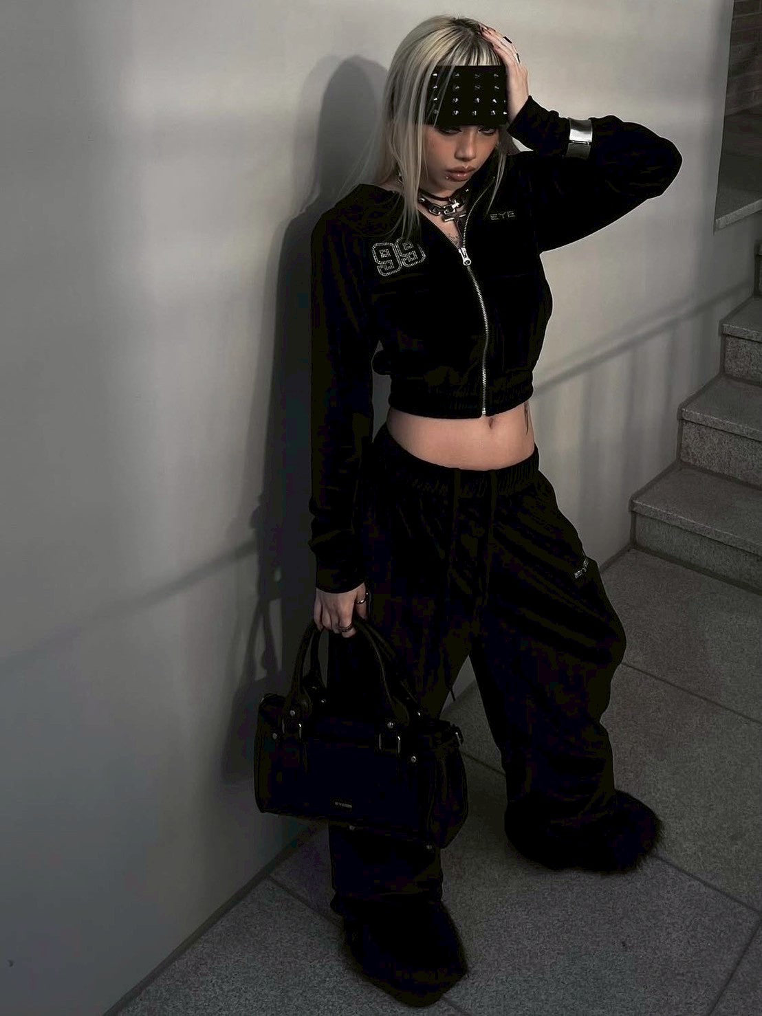 【EYEER】Hotfix Velvet 2way Jogger Pants
