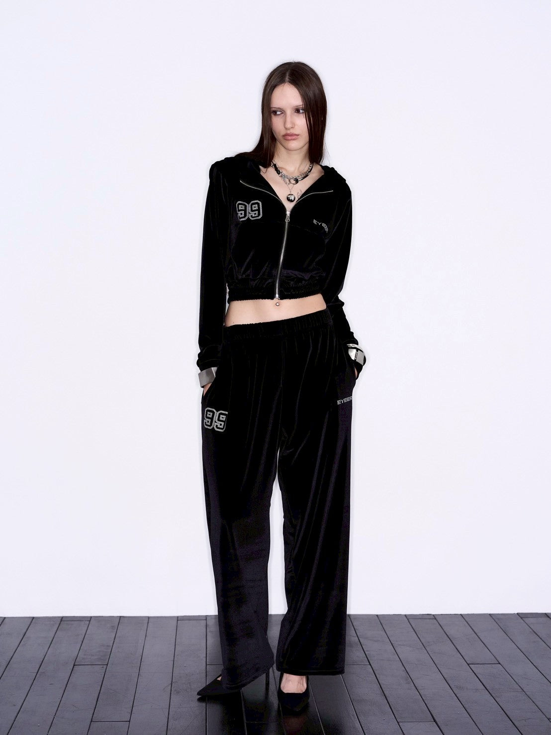 【EYEER】Hotfix Velvet 2way Jogger Pants