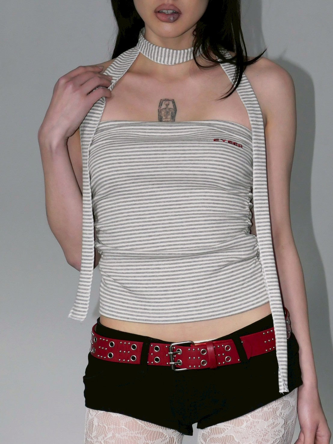 【EYEER】Basic Logo Stripe Tube Top