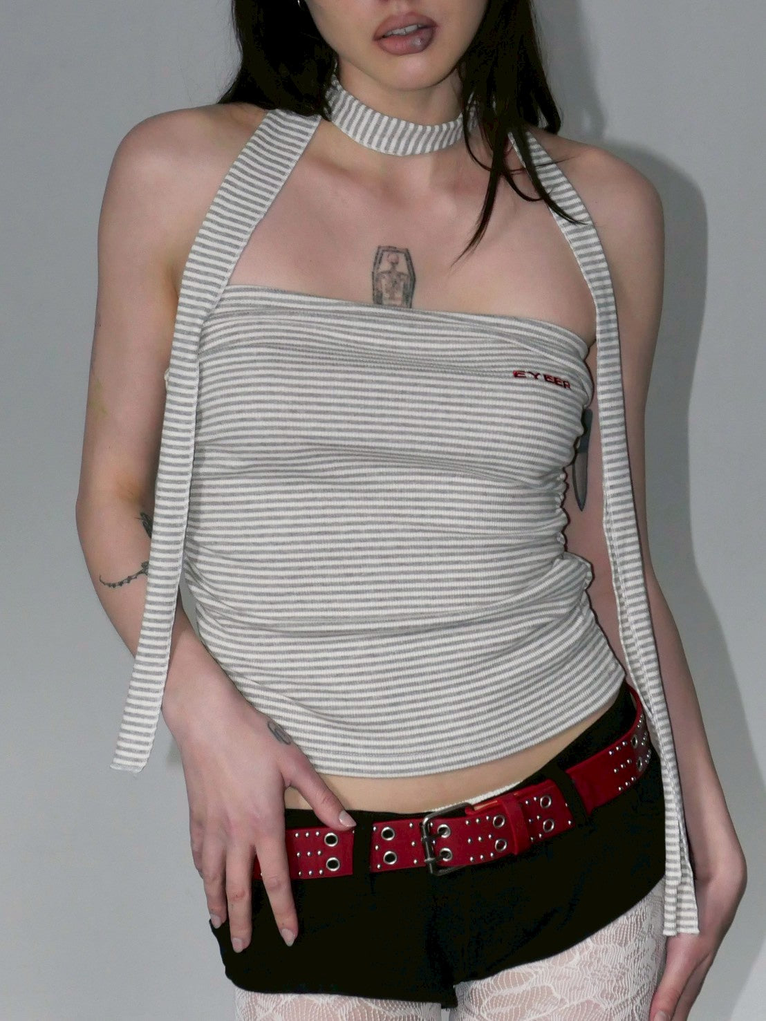 【EYEER】Basic Logo Stripe Tube Top