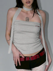 【EYEER】Basic Logo Stripe Tube Top