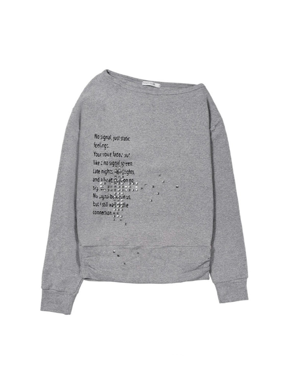 【FANCY CLUB】PIXEL CROSS ONE-SHOULDER SWEATSHIRT