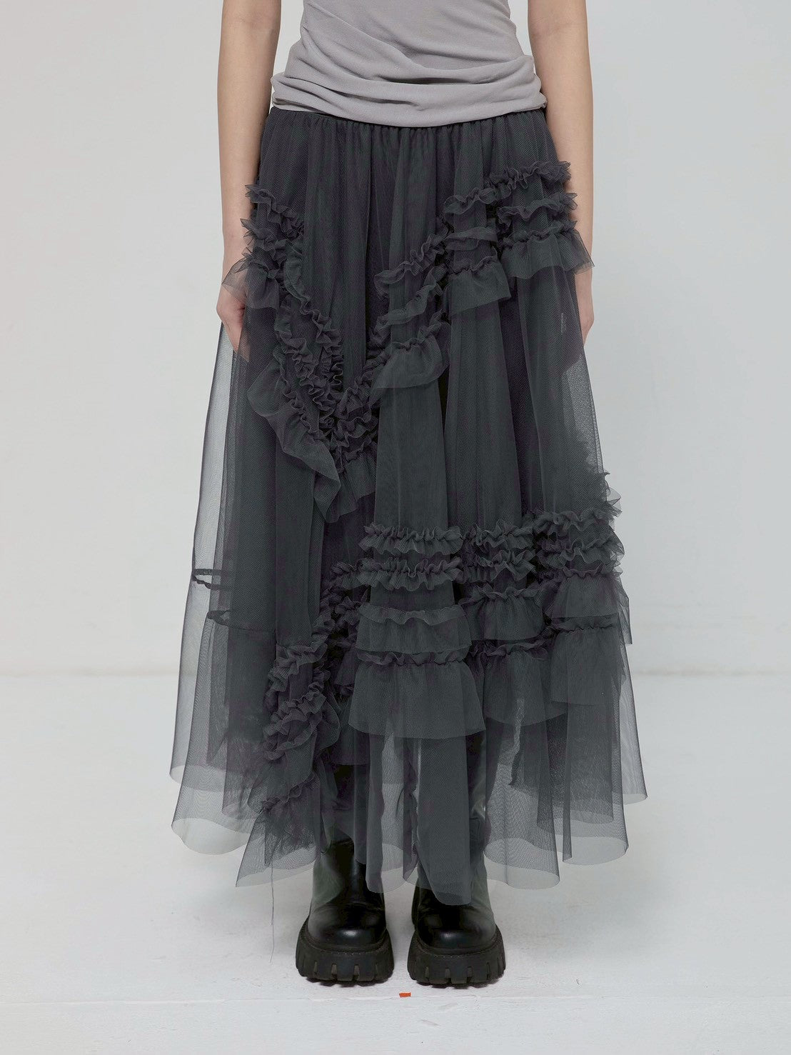 6/22 21:00発売【FLAREUP】Tulle Layered Long Skirts