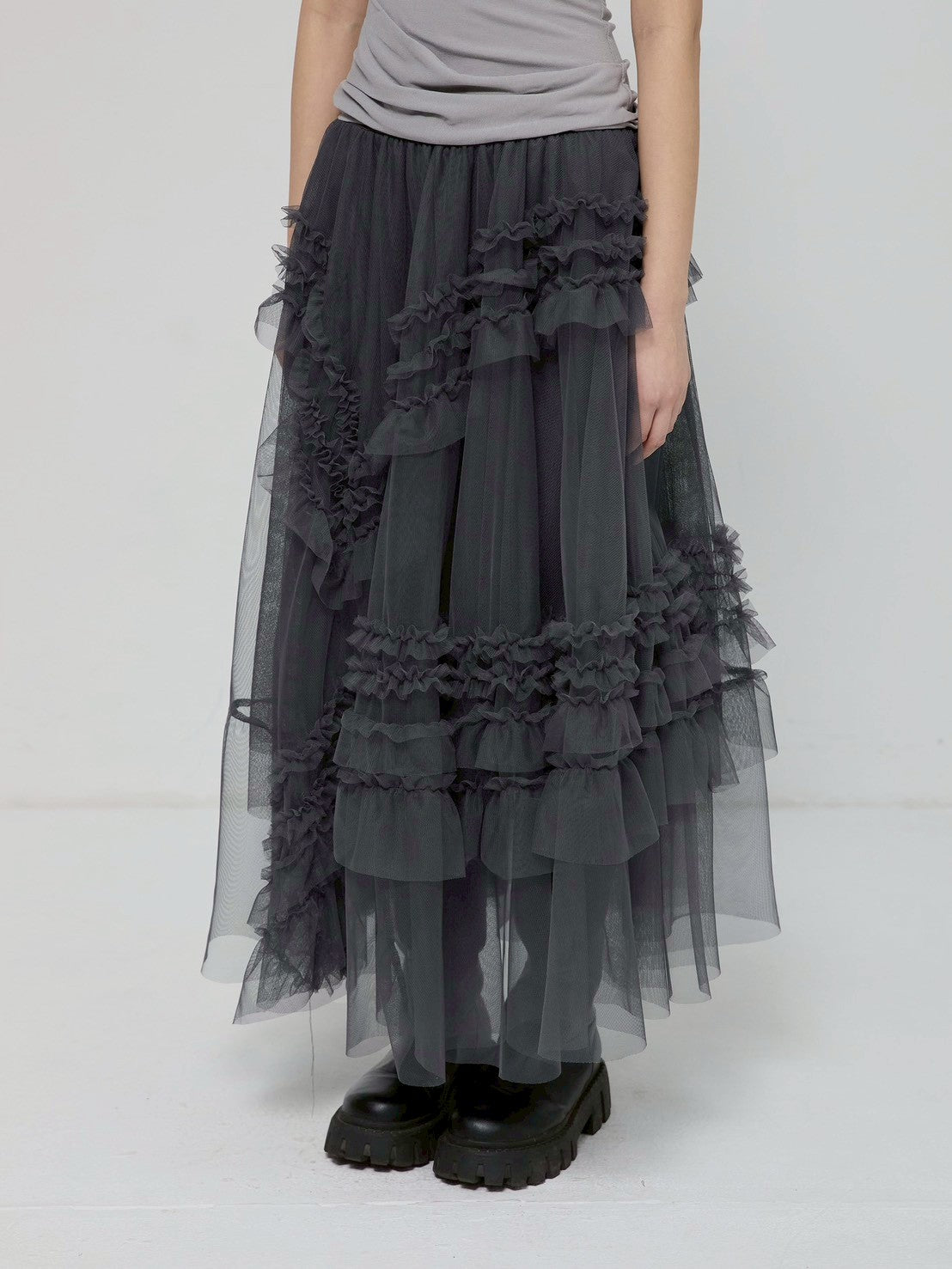 6/22 21:00発売【FLAREUP】Tulle Layered Long Skirts