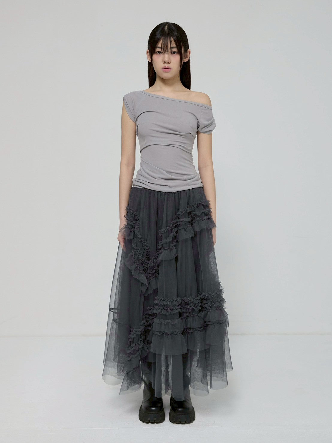 6/22 21:00発売【FLAREUP】Tulle Layered Long Skirts