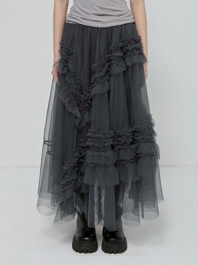 6/22 21:00発売【FLAREUP】Tulle Layered Long Skirts