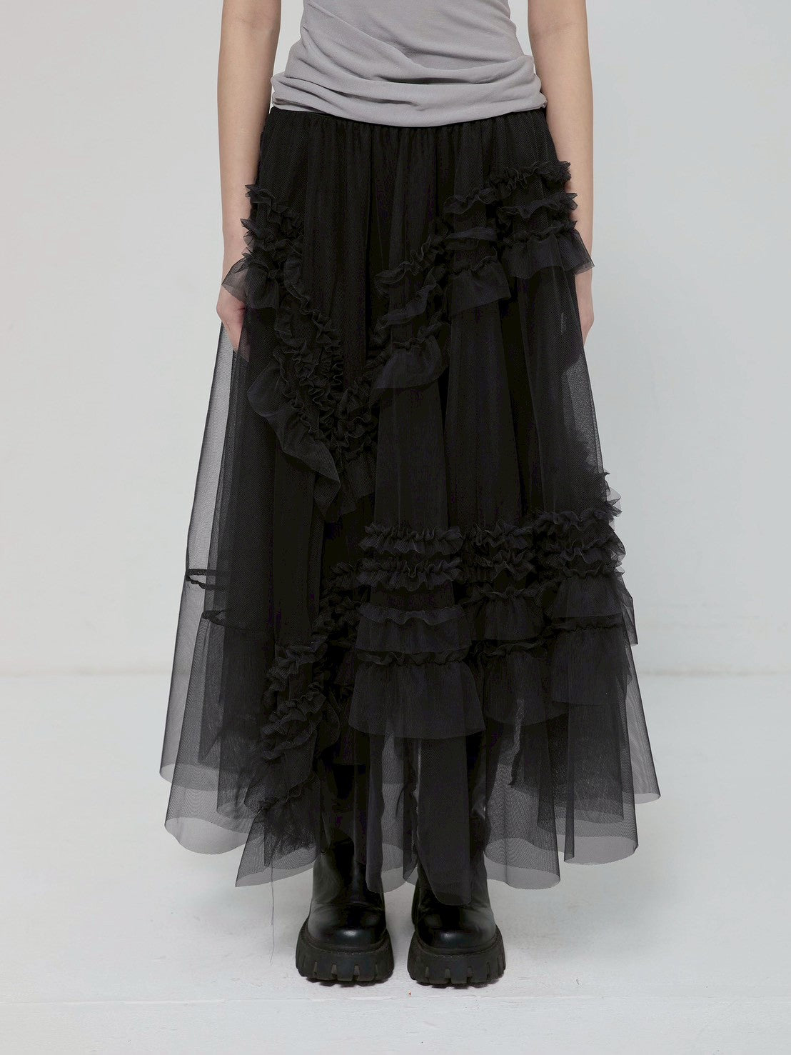 6/22 21:00発売【FLAREUP】Tulle Layered Long Skirts