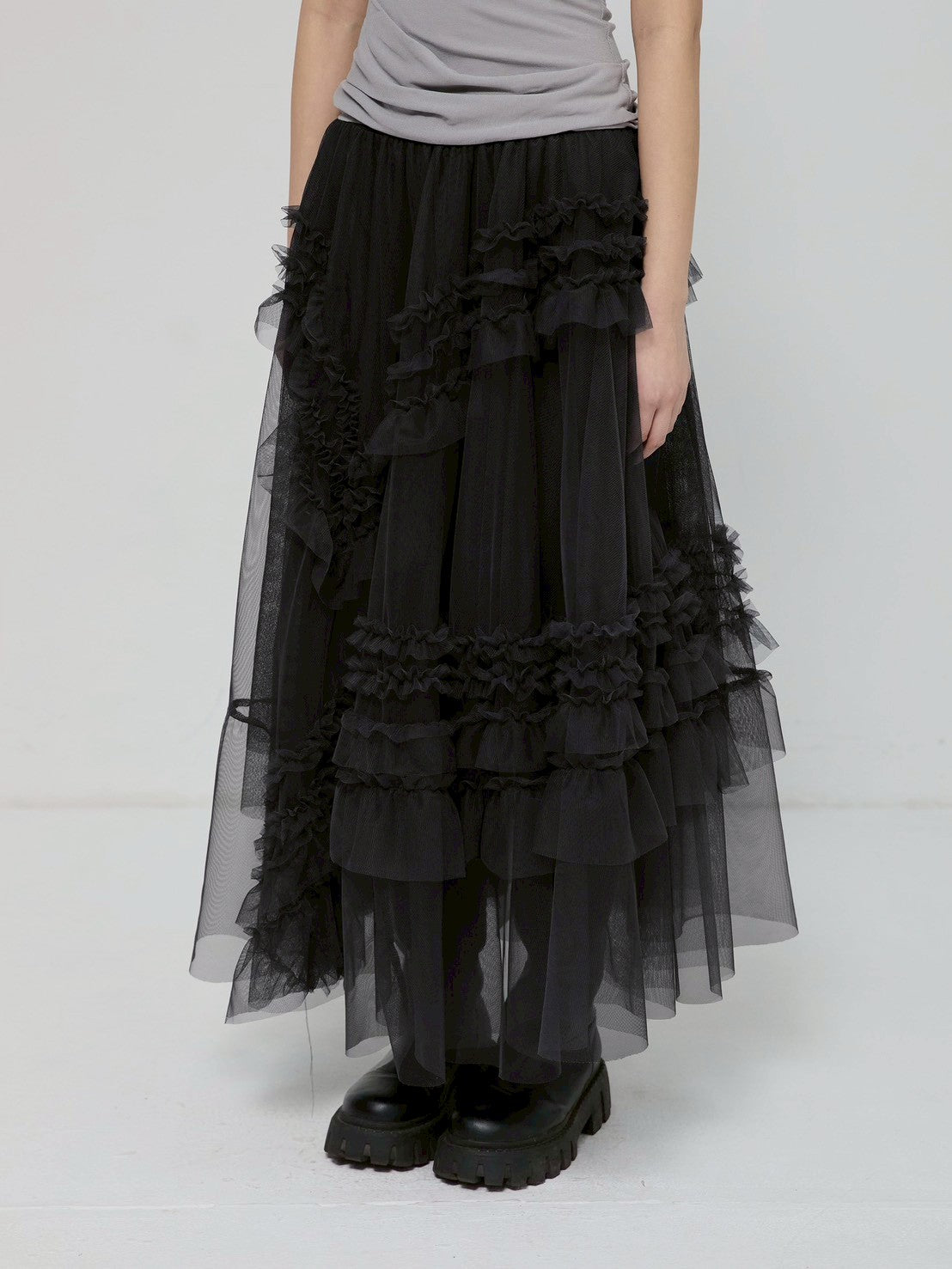 6/22 21:00発売【FLAREUP】Tulle Layered Long Skirts