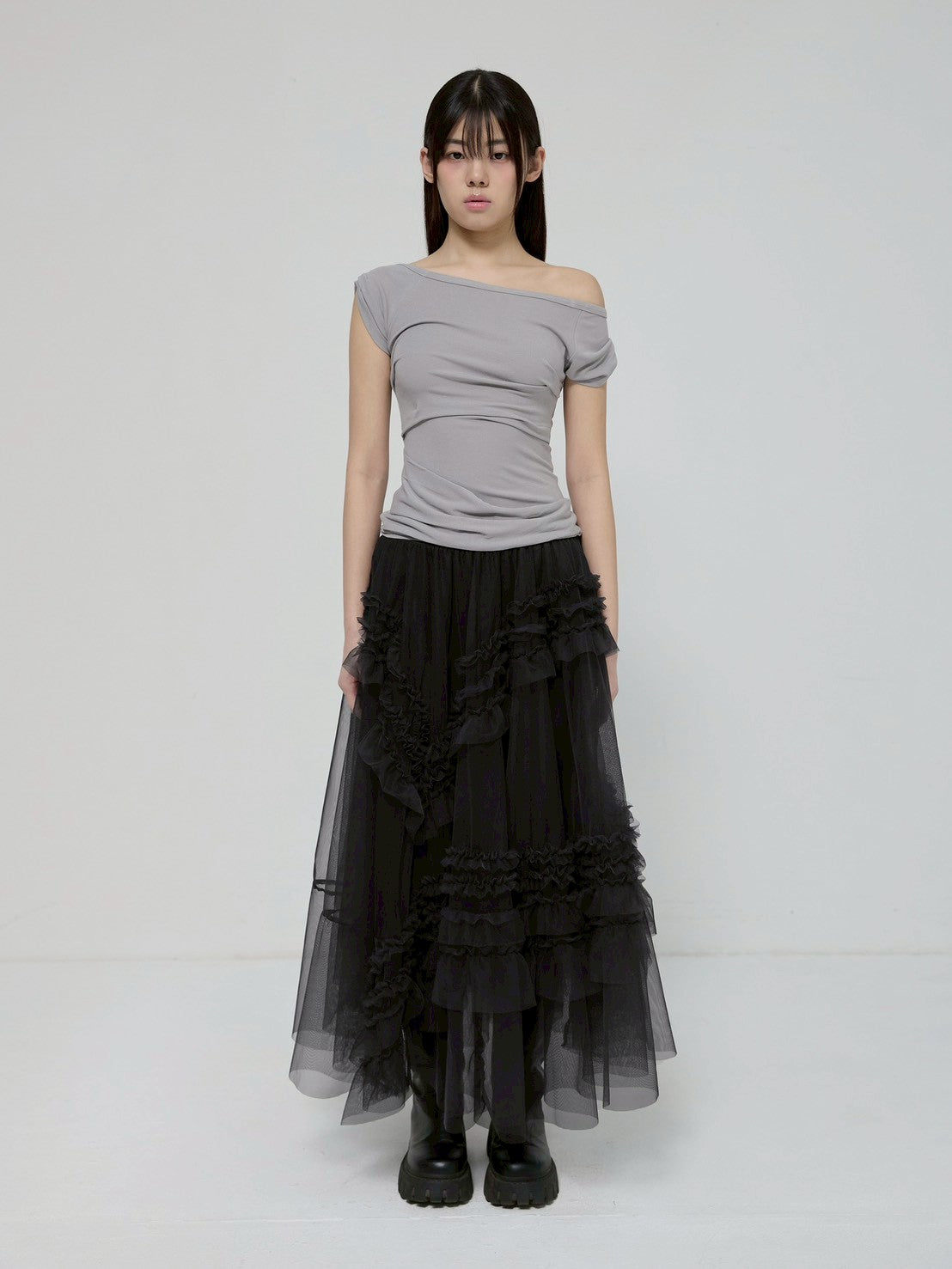 6/22 21:00発売【FLAREUP】Tulle Layered Long Skirts