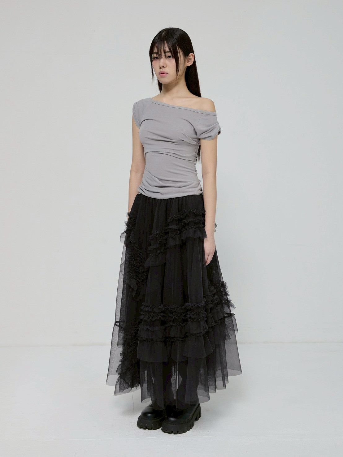 6/22 21:00発売【FLAREUP】Tulle Layered Long Skirts