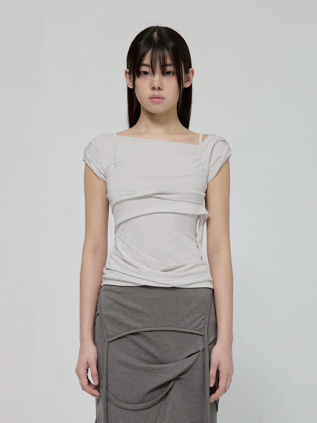 6/22 21:00発売【FLAREUP】Layered Bustier T-Shirt