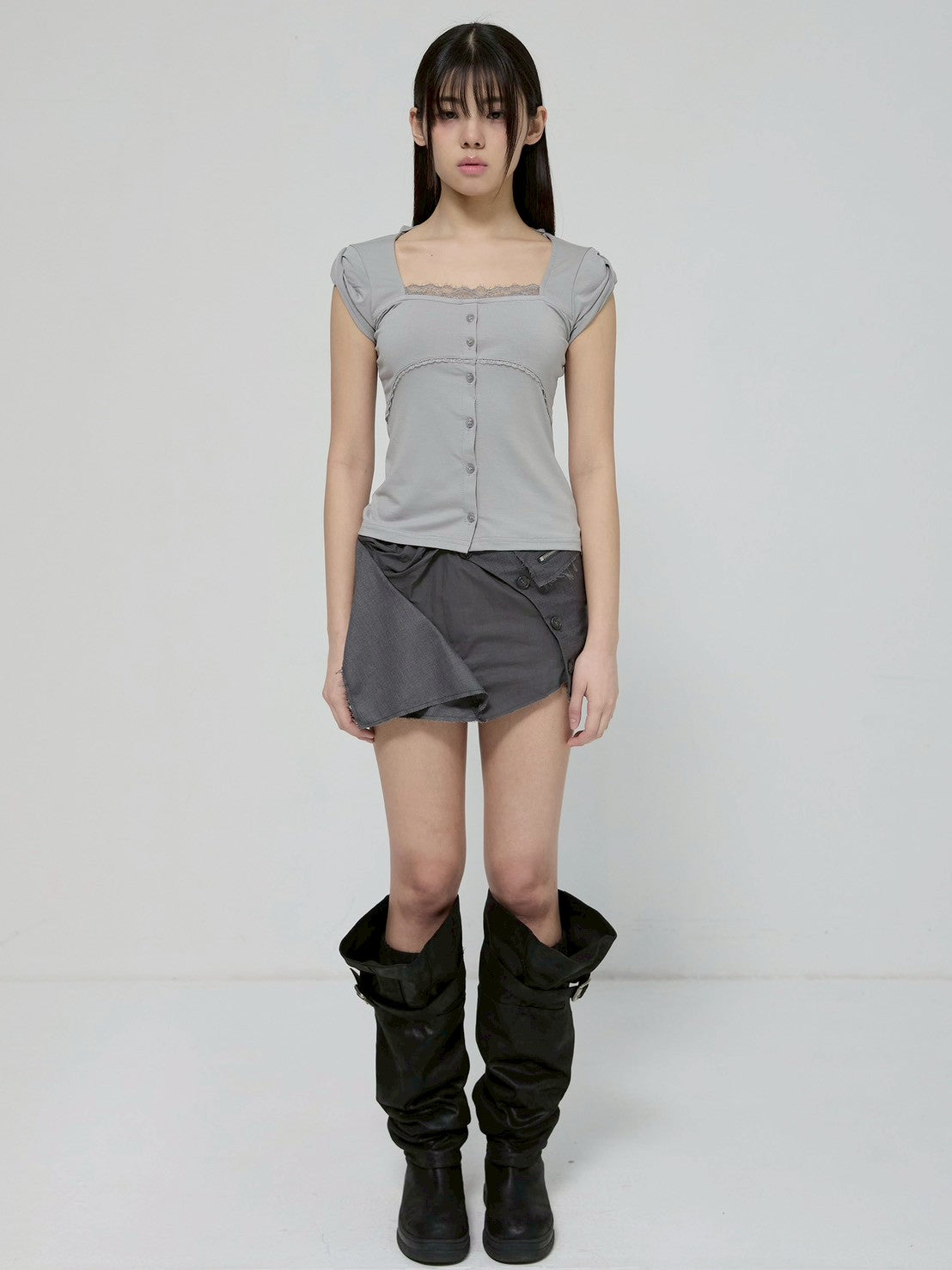 6/22 21:00発売【FLAREUP】Lace Sleeve Top