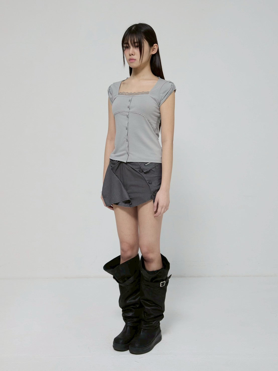 6/22 21:00発売【FLAREUP】Lace Sleeve Top