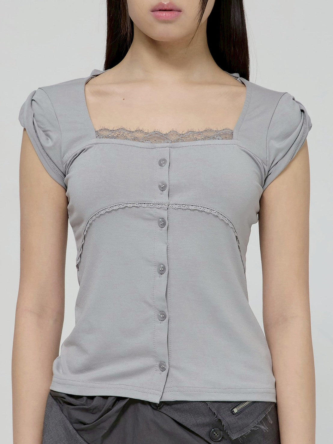 6/22 21:00発売【FLAREUP】Lace Sleeve Top
