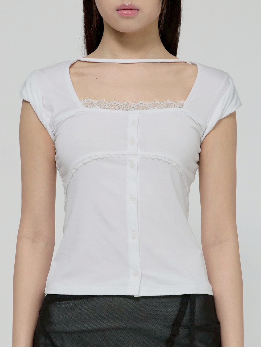 6/22 21:00発売【FLAREUP】Lace Sleeve Top