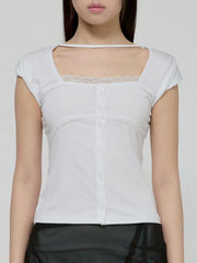 6/22 21:00発売【FLAREUP】Lace Sleeve Top
