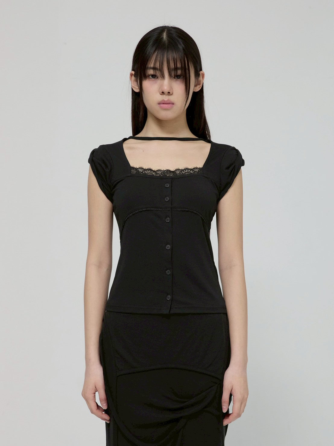 6/22 21:00発売【FLAREUP】Lace Sleeve Top