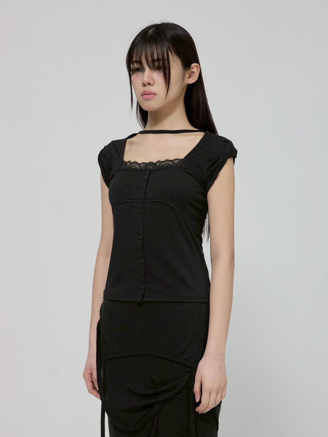 6/22 21:00発売【FLAREUP】Lace Sleeve Top