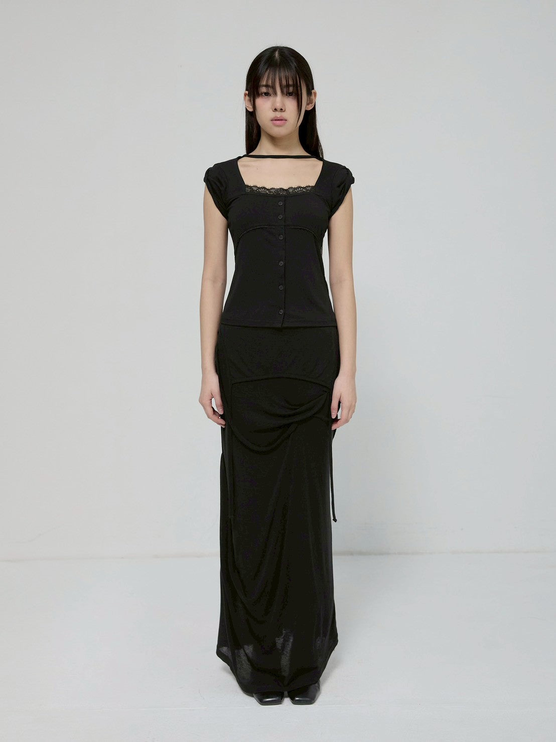 6/22 21:00発売【FLAREUP】Lace Sleeve Top