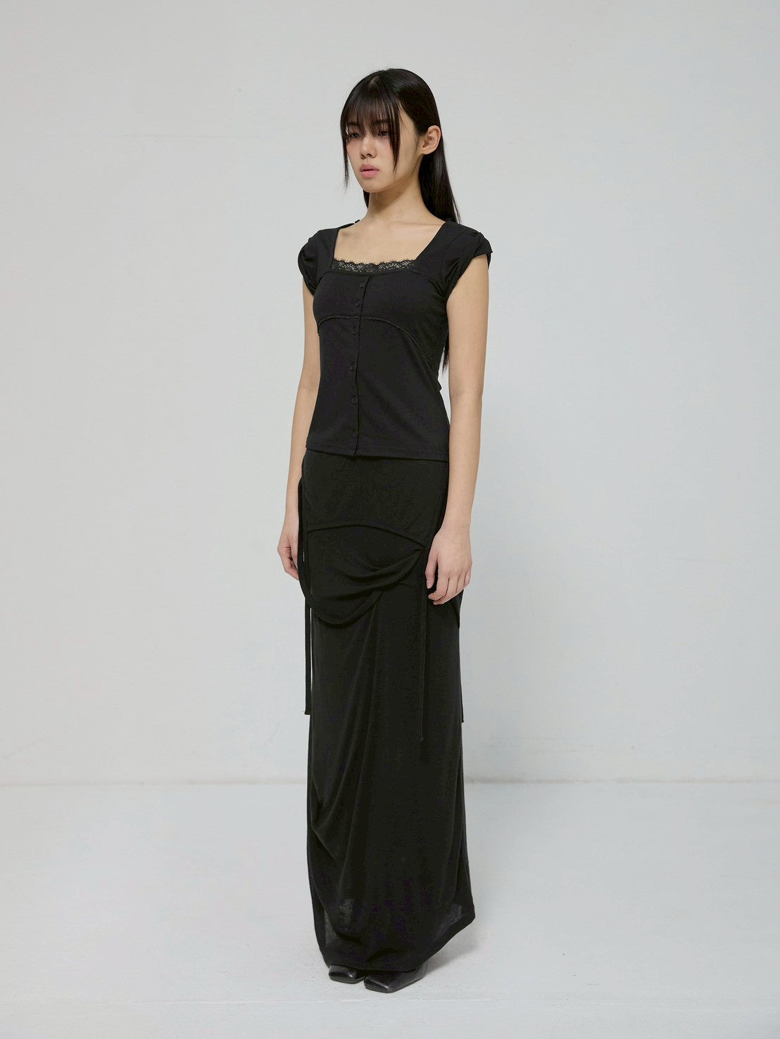 6/22 21:00発売【FLAREUP】Lace Sleeve Top