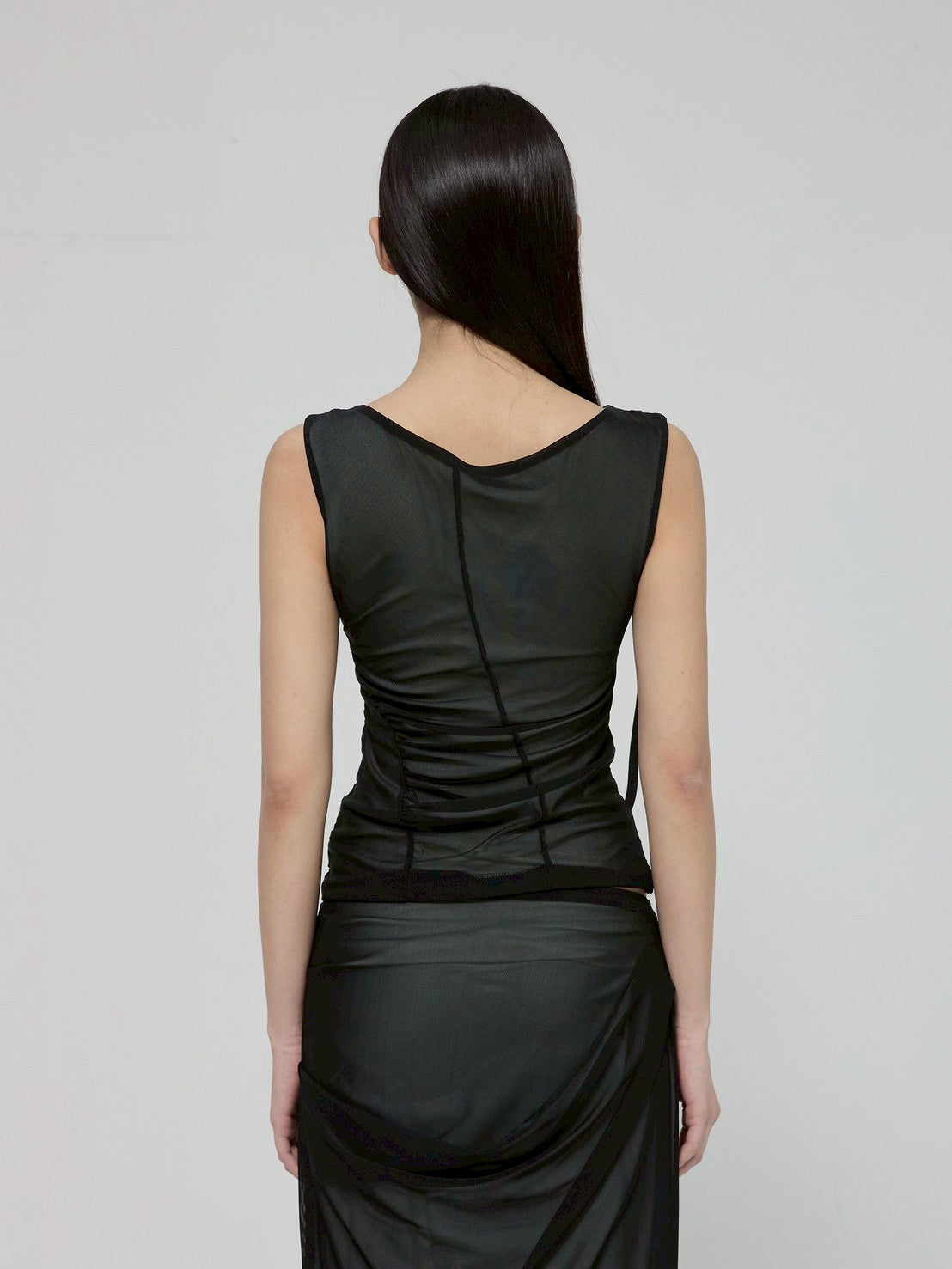6/22 21:00発売【FLAREUP】Draped Mesh Layered Sleeveless